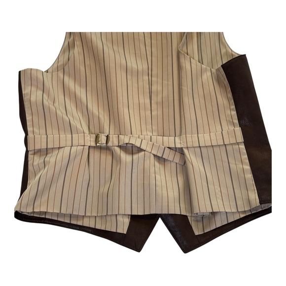 Men's Brown Faux Leather Vest Chaka Vest L Lined Western Steampunk - Picture 7 of 8